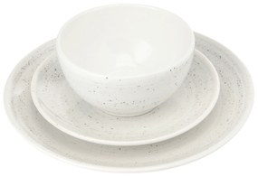 Set Triplu NOVA: Arta in Ceramica cu Picaturi de Visiniu (Farfurie 26cm, Farfurie Mica 20cm  Bol)