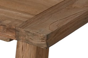 Masă dining din lemn masiv de tec, natur, 10 locuri, cu bază în formă de V, 75 x 200 x 100 cm, „Thoren”