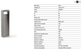 Stalp LED iluminat exterior IP55 GLINT 3000K H-70cm gri