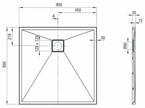 Set cabina dus neagra cu usa culisanta 90x90 cm plus cadita dus compozit Deante, Correo Square