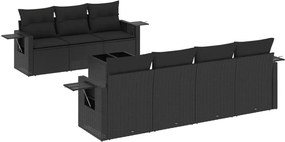 vidaXL Set mobilier de grădină cu perne, 8 piese, negru, poliratan