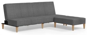 3080730 vidaXL Canapea extensibilă 2 locuri, cu taburet, gri deschis, textil