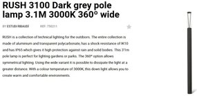 Stalp LED iluminat exterior simetric 360º wide IP65 RUSH 310cm 3000K