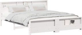 vidaXL Cadru de pat cu headboard Alb 200 x 200 cm Lemn compozit