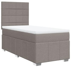 3291583 vidaXL Pat box spring cu saltea, gri taupe, 100x200 cm, textil