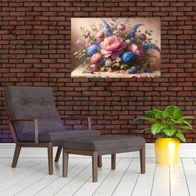 Tablou - Masă plină de flori (90x60 cm)