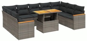 3273223 vidaXL Set mobilier de grădină cu perne, 10 piese, gri, poliratan