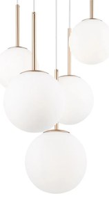 Lustra cu 5 pendule design modern Basic form auriu/ alb