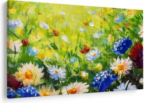 Tablou - Pictură în ulei, pajiște înflorită (90x60 cm)