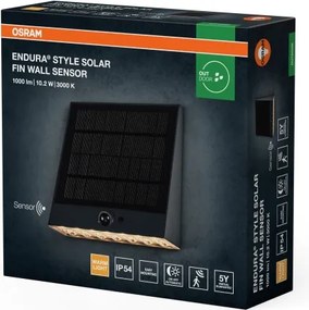 OSRAM - Aplica LED solară ENDURA STYLE, 10,2 W / 4,2 V, 2000 mAh, IP54, antracit