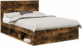 vidaXL Cadru de pat Stejar fumuriu 160 x 200 cm Lemn de pin masiv
