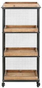 Raft organizator cu roti, din metal si MDF, 4 rafturi, Trolley