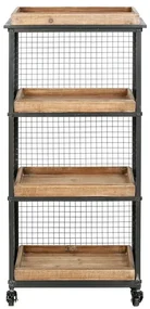 Raft organizator cu roti, din metal si MDF, 4 rafturi, Trolley