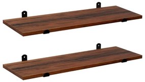 Set de 2 rafturi de perete SHELFY, maro/negru