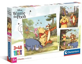 Disney Winnie de Pluș Puzzle 3x48 pcs Clementoni