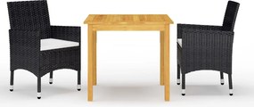 vidaXL Set mobilier de grădină cu perne, 3 piese, negru