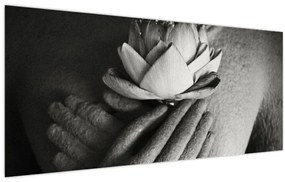 Tablou - Lotus în mâinile lui Buddha (120x50 cm)
