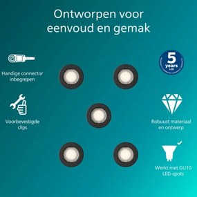 Philips - Set 5 buc. Spot încastrat PERIDOT 1xGU10/7W/230V negru
