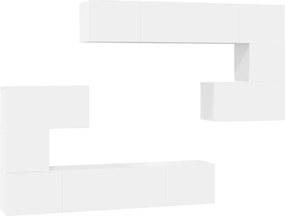 vidaXL Set dulapuri TV, 8 piese, alb, lemn prelucrat