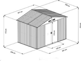 Căsuță de grădină pentru unelte Avenberg 3,0 x 2,4 m ANTRACIT SD-X0810-H170