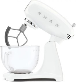 Mixer planetar SMEG SMF15WHEU, 1000 W, 4,8 l, 10 viteze, Actionare directa, Alb