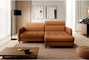 Colțar galben extensibil/cu spațiu de depozitare cu tapițerie din catifea (cu colț pe partea dreaptă/cu șezlong) Gomsi – ELTAP