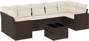 vidaXL Set canapele de grădină cu perne, 8 piese, maro, poliratan