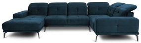 Colțar albastru închis cu tapițerie din catifea (cu colț pe partea dreaptă/în formă de "U") Neviro – ELTAP
