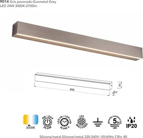 Aplica de perete liniara LED ELEGANCE 60cm