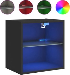 vidaXL Noptieră cu lumini LED montată pe perete, negru