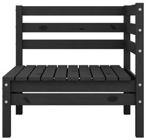 Set mobilier de gradina, 4 piese, negru, lemn masiv de pin Negru, 2x colt + mijloc + suport pentru picioare, 1