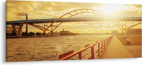 Tablou cu pod și apus de soare (120x50 cm)