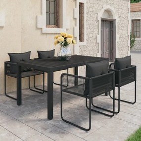 3060102 vidaXL Set mobilier de grădină, 5 piese, negru, ratan PVC