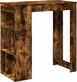 vidaXL Masă de bar cu rafturi, stejar fumuriu, 102x50x103,5 cm, lemn