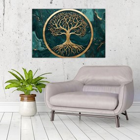 Tablou – Arborele vieții auriu în marmură (90x60 cm)