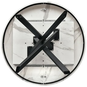 Masa rotunda extensibila Lila, blat Alb Marmorat Ø 120 cm