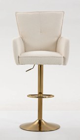 HR250W Scaun Crem Boucle Bază Aurie