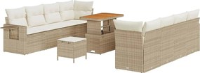 vidaXL Set de canapele pentru grădină 11 pcs Bej și crem poliratan