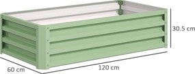 Outsunny Pat înălțat jardiniere, rezistent la intemperii, fund deschis, oțel galvanizat, 120 cm x 60 cm x 30,5 cm, Verde | Aosom Romania