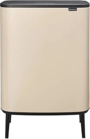 Cos de gunoi Brabantia Bo Touch Hi 1010457, 60 l, Manere laterale, Picioare reglabile, Bej