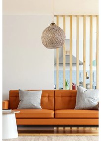 Lustră bej/aurie cu abajur din iută ø 24 cm – Opviq lights