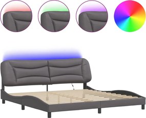 vidaXL Cadru de pat cu LED fără saltea, Hvar, gri, 200x200 cm