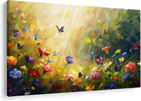 Tablou - Pajiște cu flori de primăvară, pictură (90x60 cm)