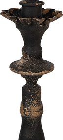 Suport lumanare, negru, din metal, aspect vintage, H30 cm