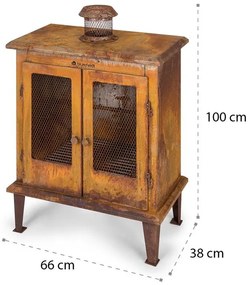 Flame Locker, vatră, șemineu de grădină vintage, 58 x 30 cm, oțel, aspect ruginit
