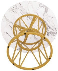 Masă rotundă pentru 4 persoane, Alb+Auriu | Aosom Romania