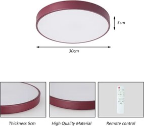 Brilagi LED Plafonieră dimerizabilă POOL LED/36W/230V 3000-6000K 30 cm bordo + telecomandă