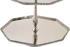 Suport argintiu din aluminiu cu 3 nivele, 28×28×47 cm, „Silver"