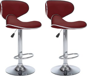 vidaXL Scaune de bar, 2 buc., roșu vin, piele ecologică