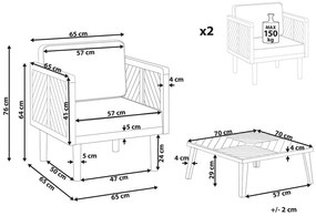 Set mobilier de grădină Blas (lemn deschis + crem alb). 1077929